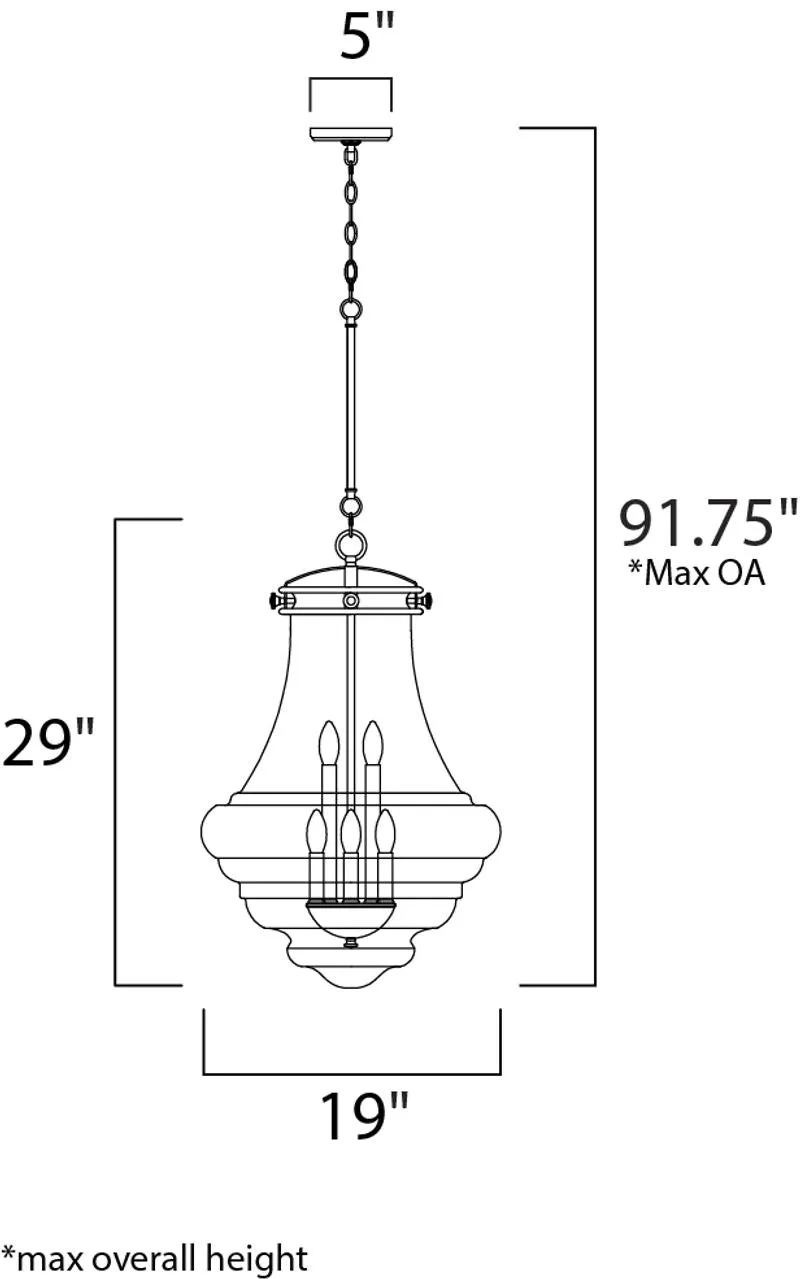 Retro 19" 6 Light Single Pendant in Polished Nickel