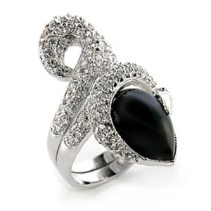 Ring Semi-Precious Jet 80207 for Women Style Rhodium