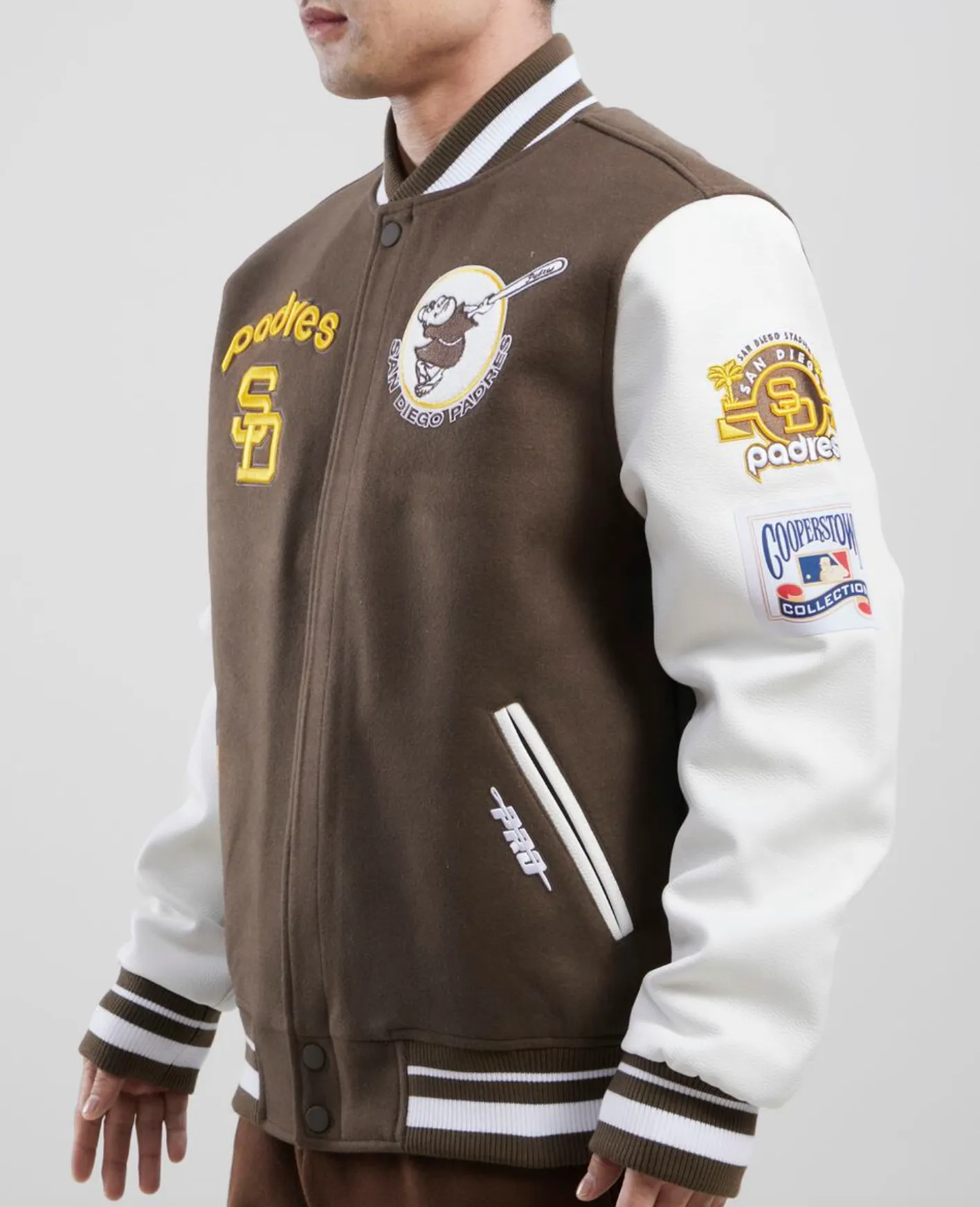 San Diego Padres Brown and White Varsity Jacket