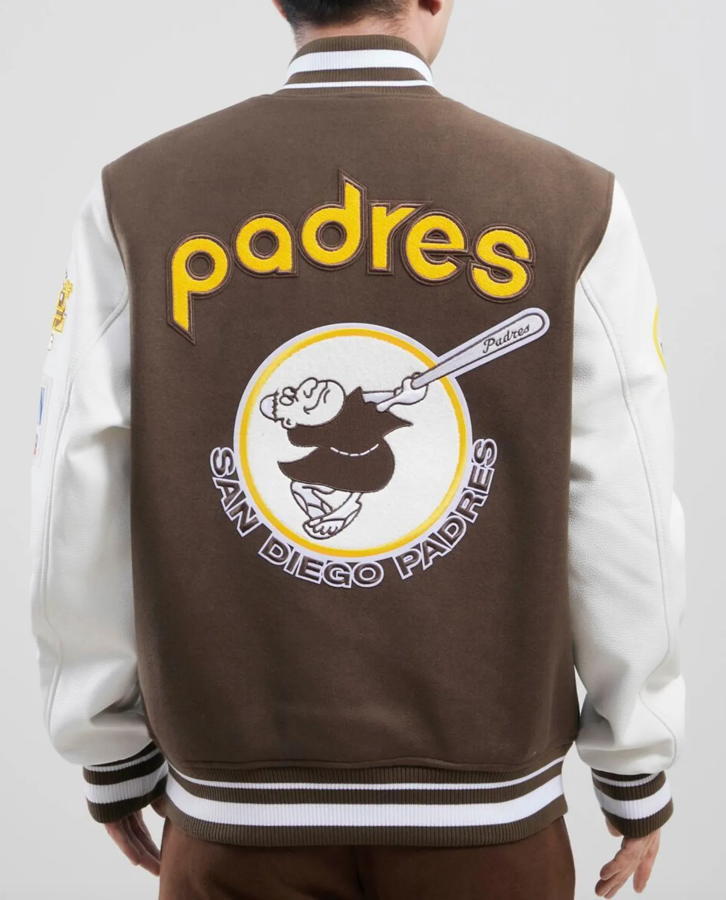 San Diego Padres Brown and White Varsity Jacket