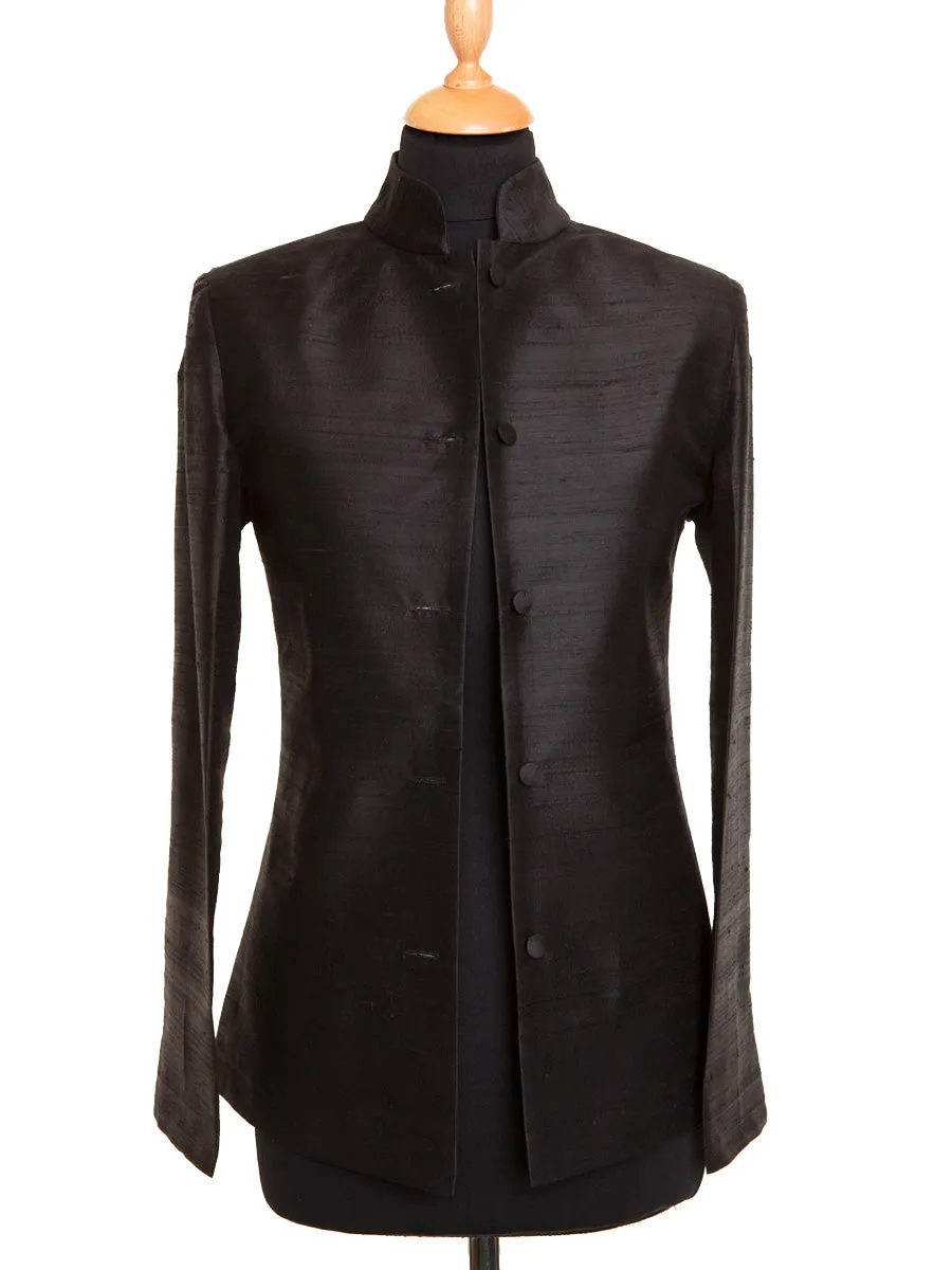 Short Nehru Jacket in Liquorice