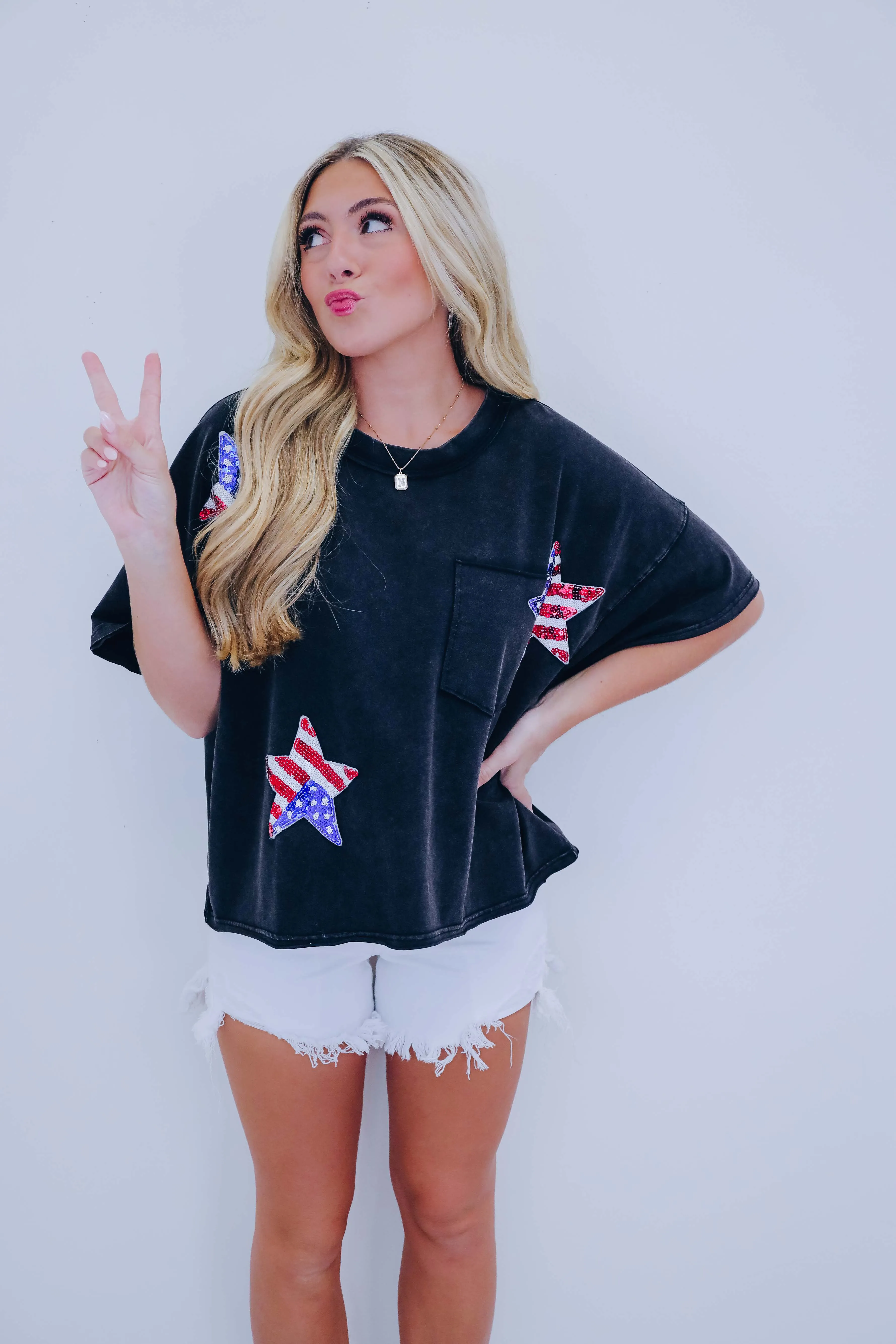 Stacy Star Cropped Top- Black