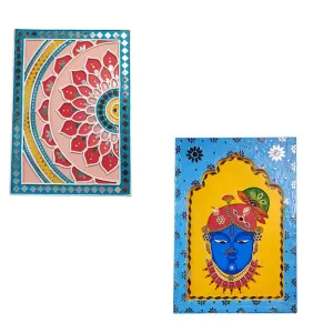 Suhasini Crafts Mirror Madala Lippan Art Wall - Left Rectangle Shape And Paint Shreenath Ji Jharokha - Mosaic Art Rectangle Shape