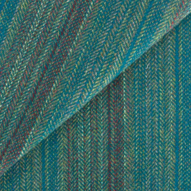 Teal Ombre Stripes Fat Quarter Yard, Felted Mill Dyed Wool Fabric