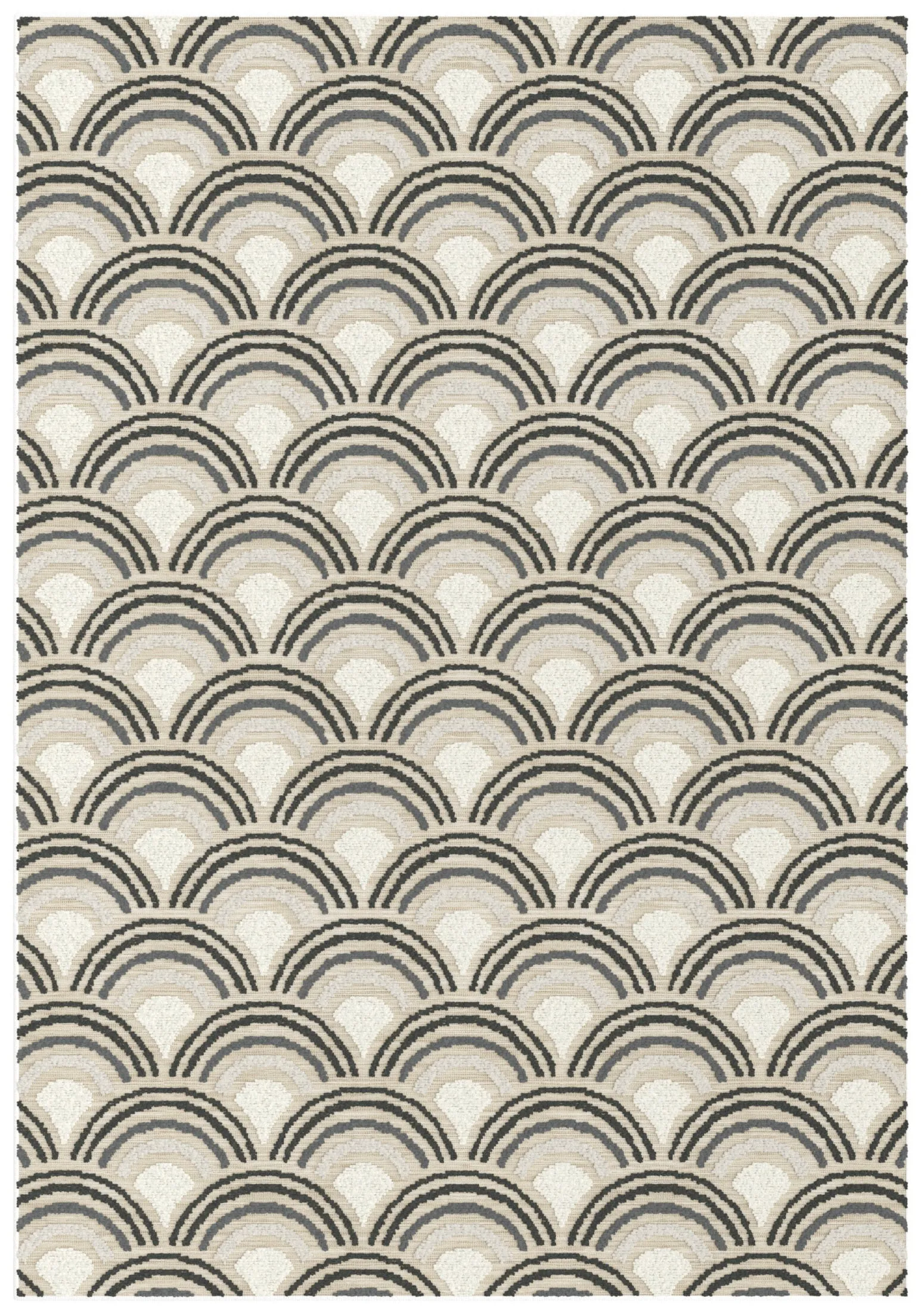 Tear Drops Geometric Wave Pattern Area Rug (Charcoal Grey/Beige/Cream, 120 x 170cm)