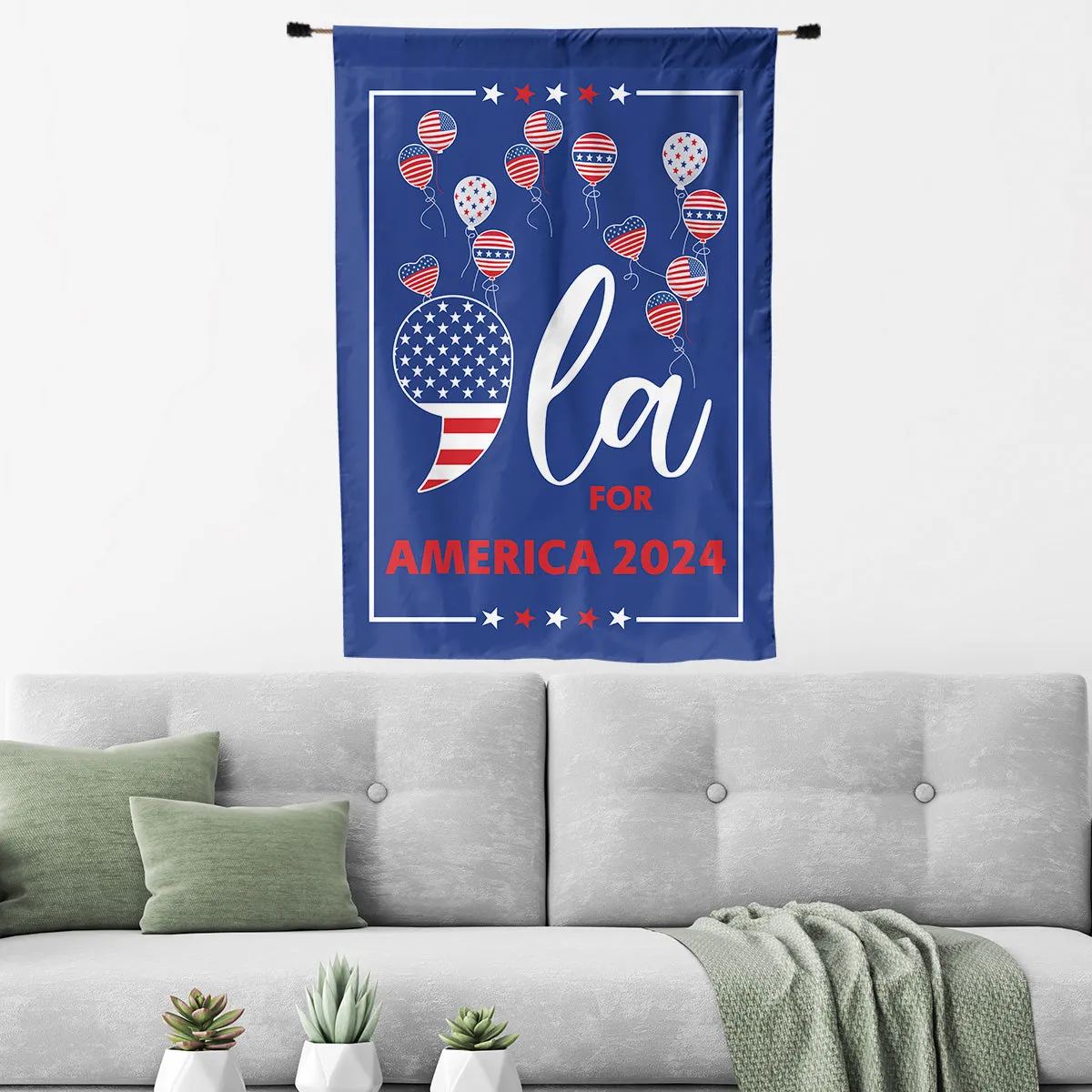 Teesdily | Comma La Flag House, Comma La For America 2024 Garden Flag, Patriot Garden Flag Banner, Girl Power Madam Women, Yard Decor