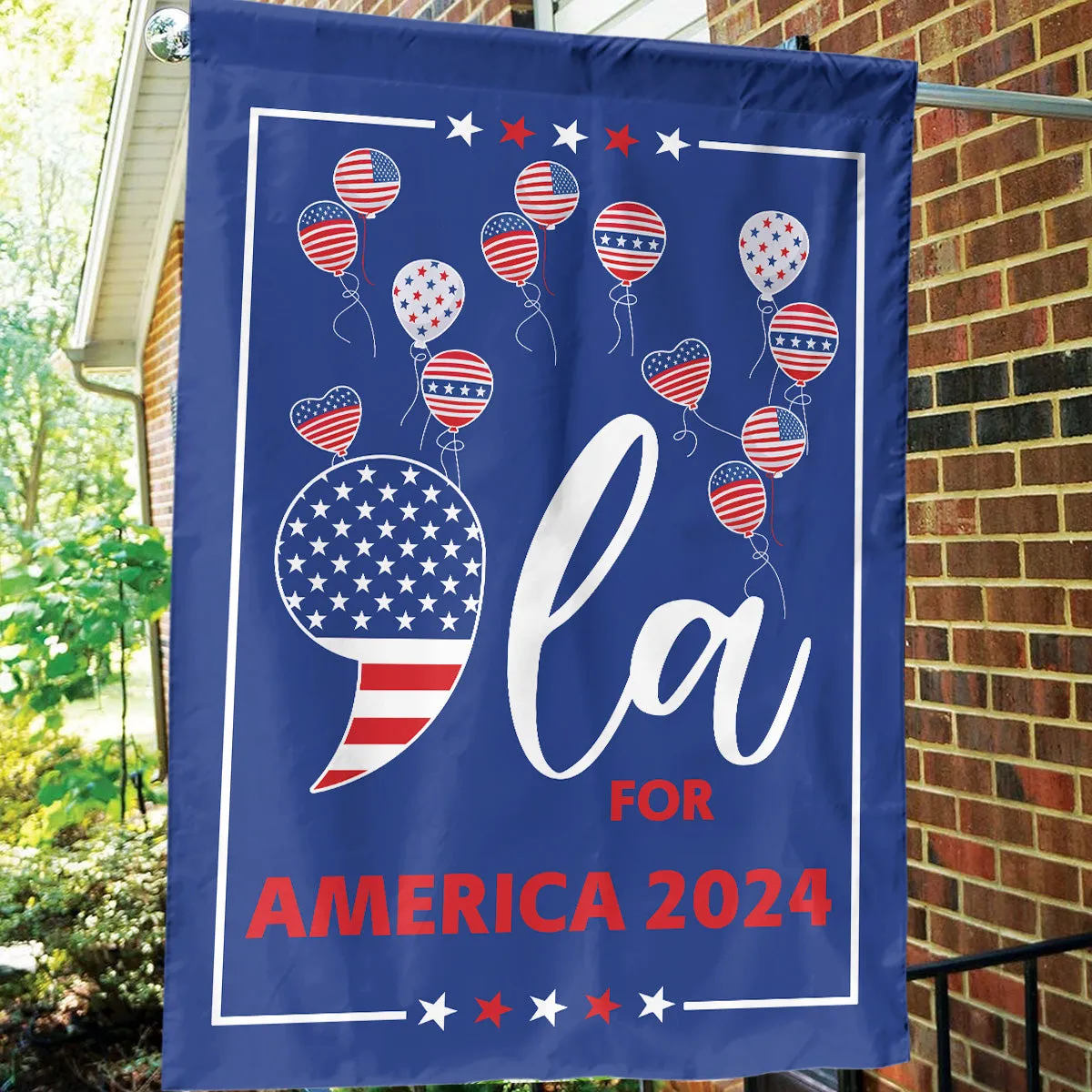 Teesdily | Comma La Flag House, Comma La For America 2024 Garden Flag, Patriot Garden Flag Banner, Girl Power Madam Women, Yard Decor