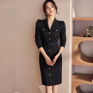 Timeless Black Lapel Dress