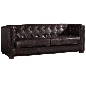 Tuxedo Leather Sofa - Dark Brown