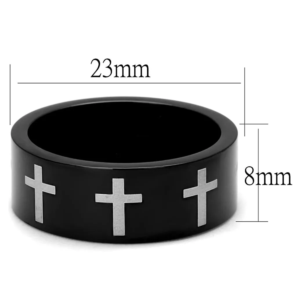 Two-Tone IP Black (Ion Plating) Stainless Steel Ring with No Stone for Women Style TK2410