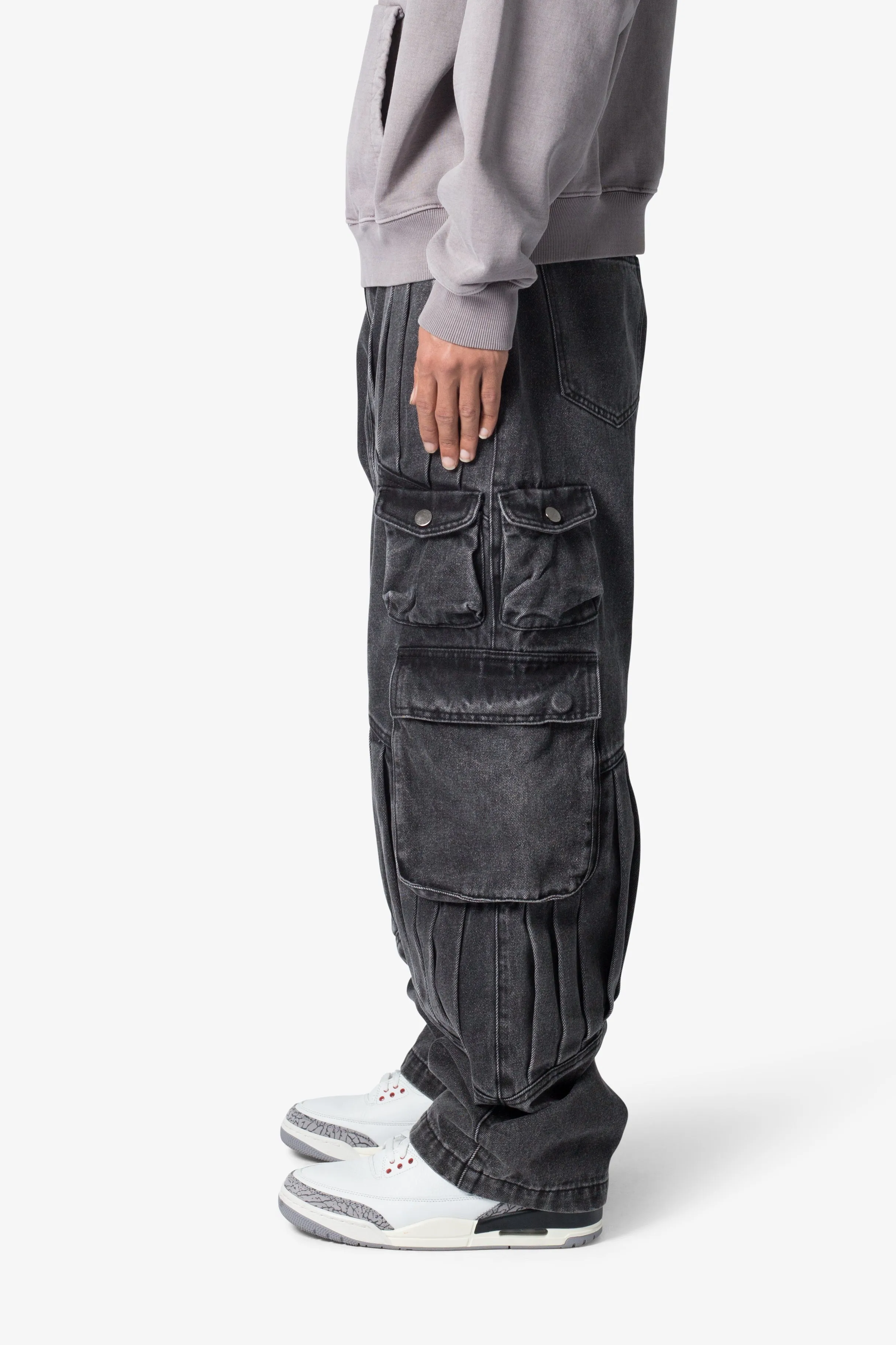 Ultra Baggy Pleated Denim - Washed Black