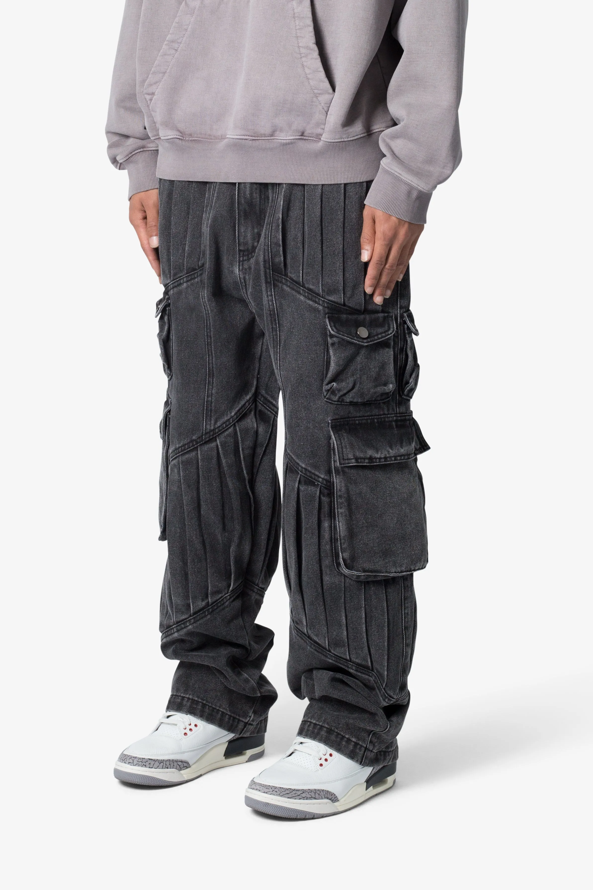 Ultra Baggy Pleated Denim - Washed Black